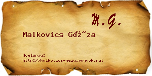Malkovics Géza névjegykártya