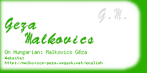 geza malkovics business card